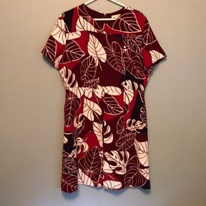 NY & Co Eva Mendes Collection Leaf Print Dress